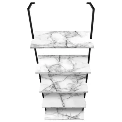 Monarch Bookcase - 72"h ladder marble / black metal -
