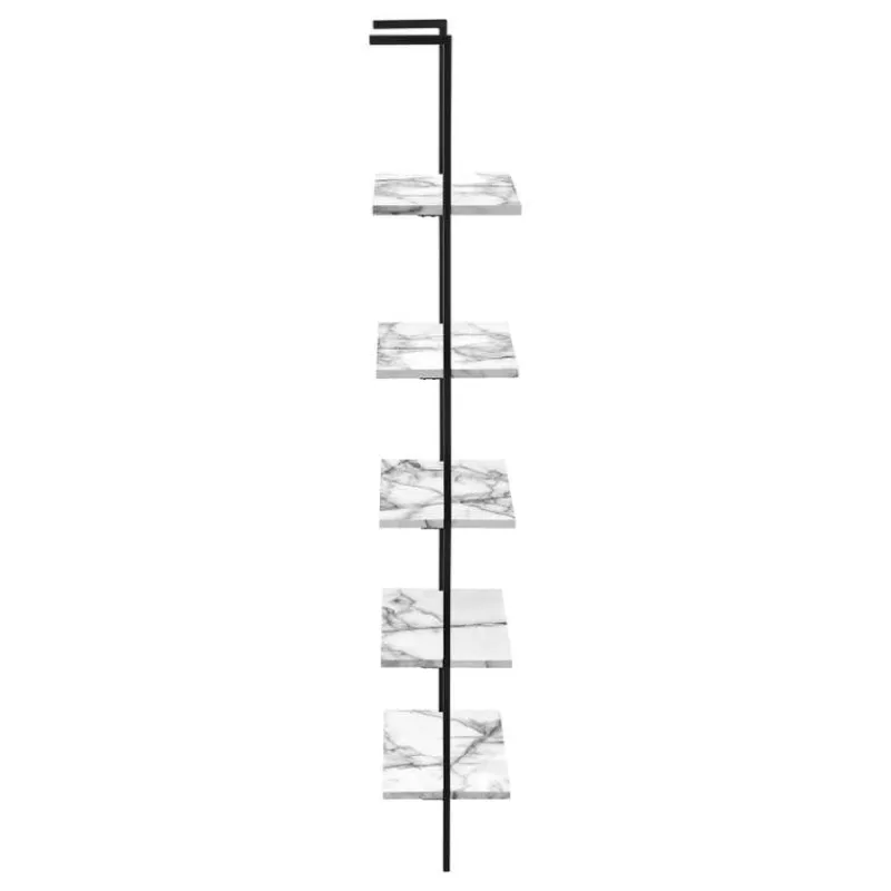 Monarch Bookcase - 72"h ladder marble / black metal -