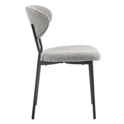 Bouclé Fabric Chairs (Set of 2) - Grey