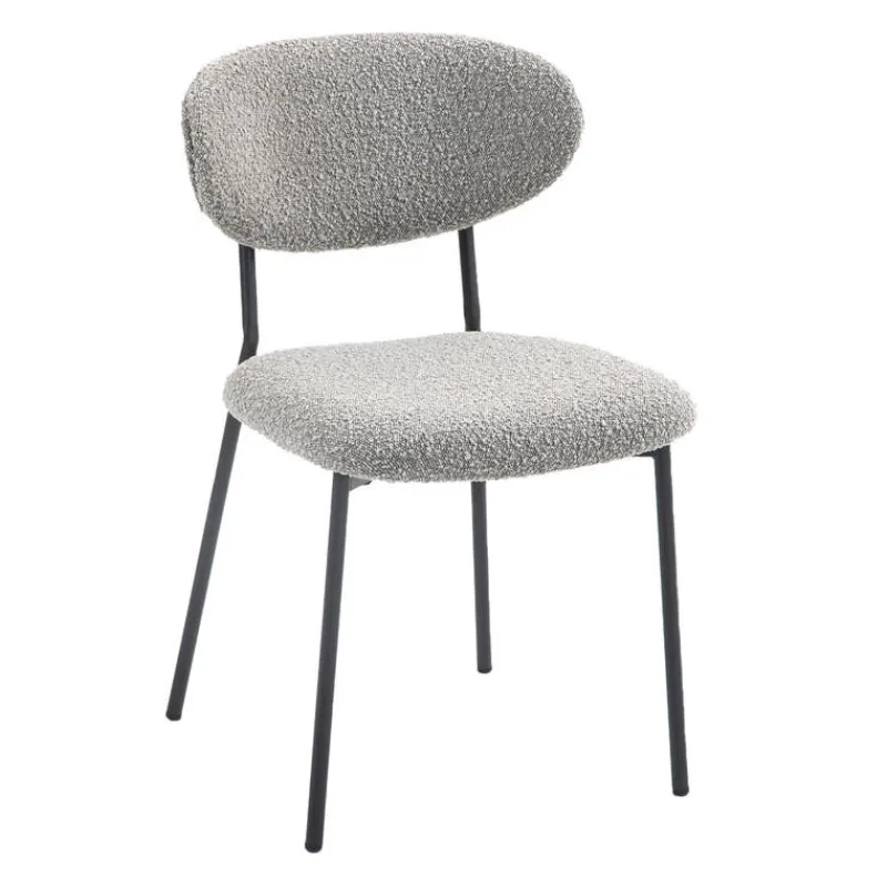 Bouclé Fabric Chairs (Set of 2) - Grey