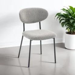 Bouclé Fabric Chairs (Set of 2) - Grey