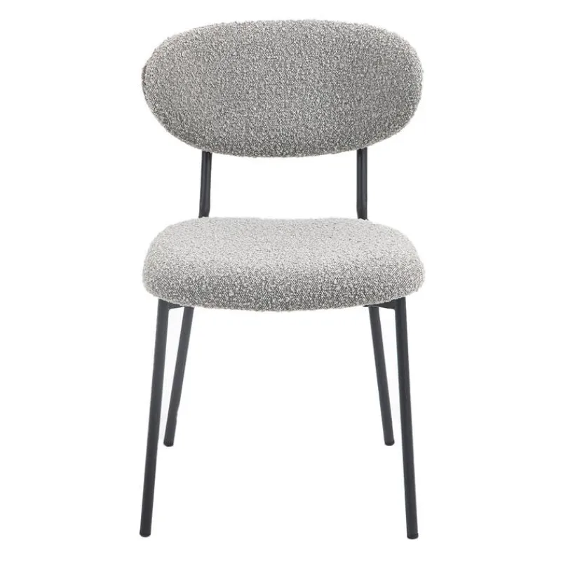 Bouclé Fabric Chairs (Set of 2) - Grey