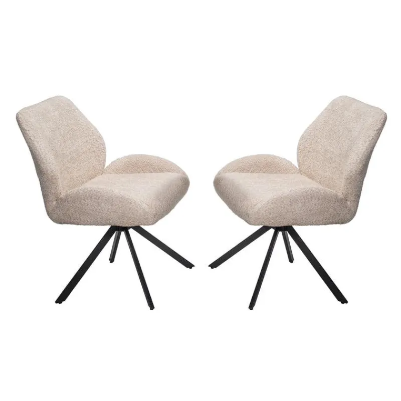 Bouclé Fabric Chairs with Low Arms (Set of 2) -