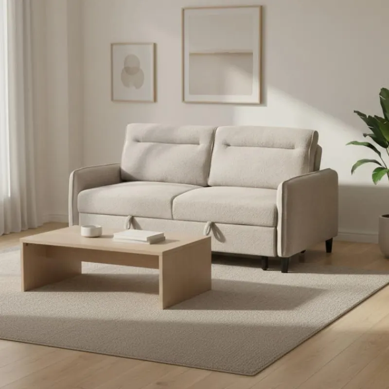 Bouclé Fabric Loveseat Bed