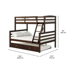 Brown Bunk Bed with Trundle Bed - 39