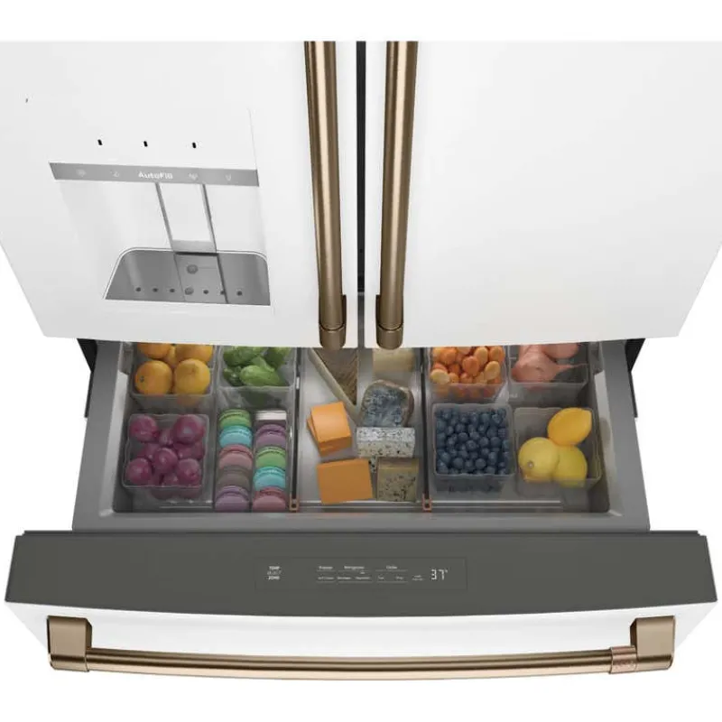GE Café CAFE 27.8 Cu Ft 36 In Refrigerator Bottom Freezer, French door - CVE28DP4NW2