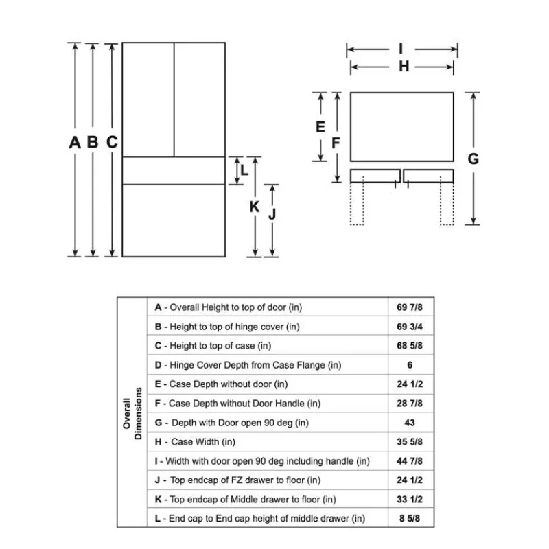GE Café CAFE 22,3 Cu Ft 36 In Refrigerator Bottom Freezer, French door - CXE22DP4PW2