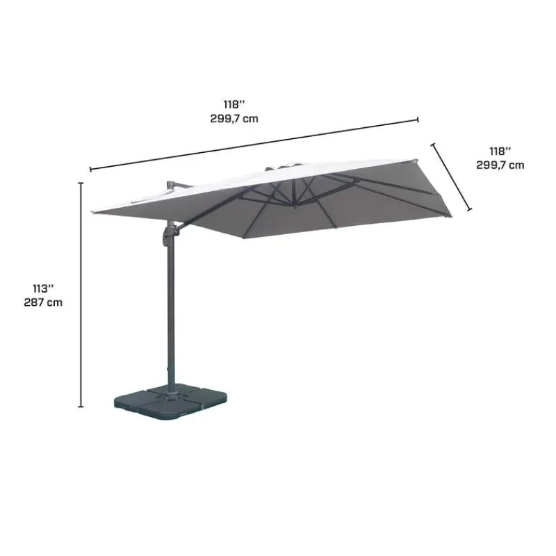 Cantilever Patio Umbrella with 360° Rotation and Base - 10 ft