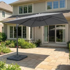 Cantilever Patio Umbrella with 360° Rotation and Base - 10 ft