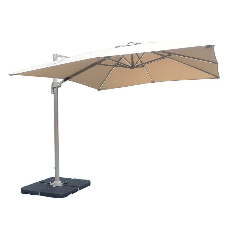 Cantilever Patio Umbrella with 360° Rotation and Solar LED Lighting - 10 ft