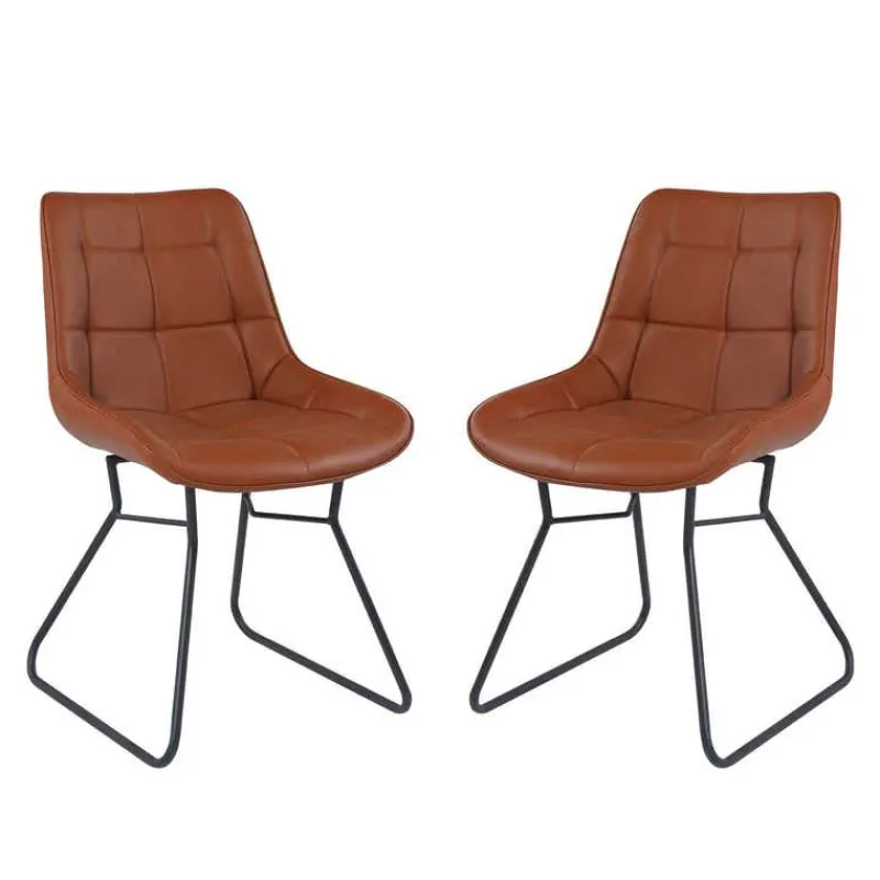 Chairs with Sleigh Legs (Set of 2) - Brown