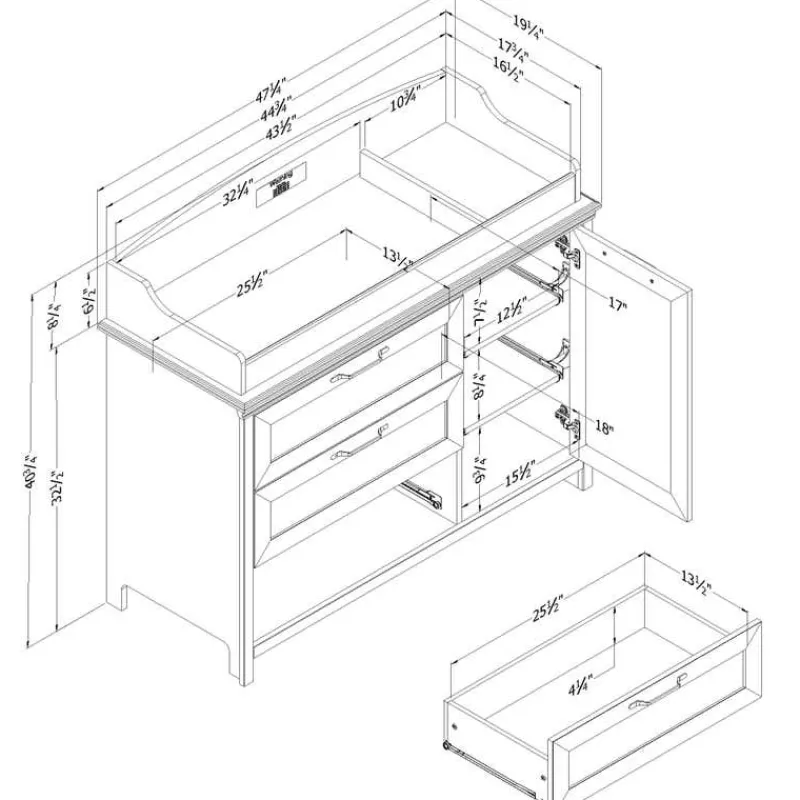 Meubles South Shore Changing Table with Removable Rim - South Shore