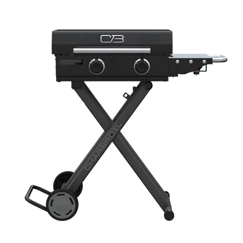 CHARBROIL 22 in Portable Propane Gas Griddle with Folding Cart and 2 Burners - 24 000 BTU