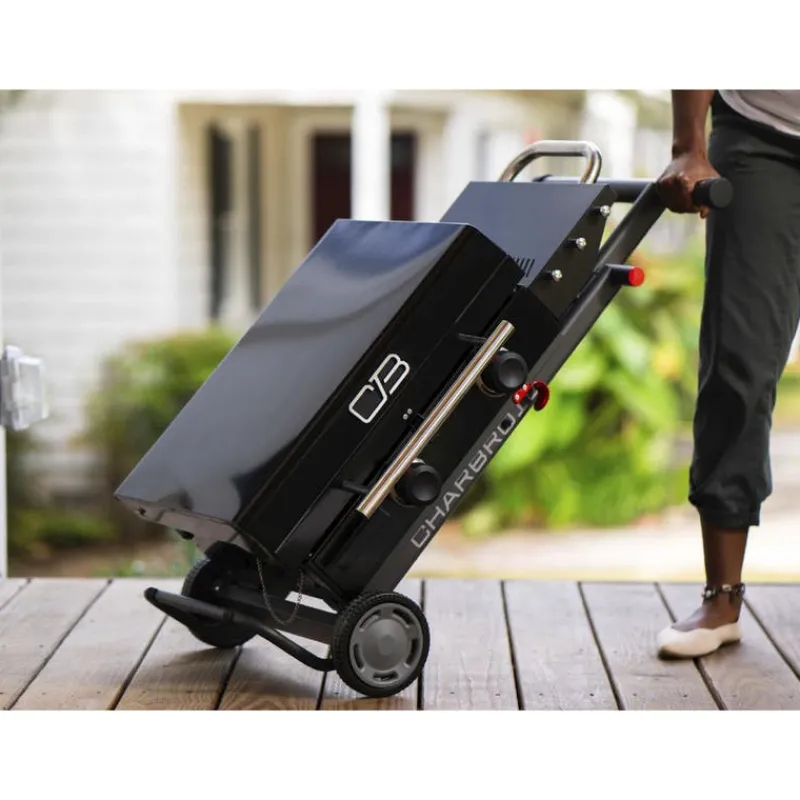 CHARBROIL 22 in Portable Propane Gas Griddle with Folding Cart and 2 Burners - 24 000 BTU