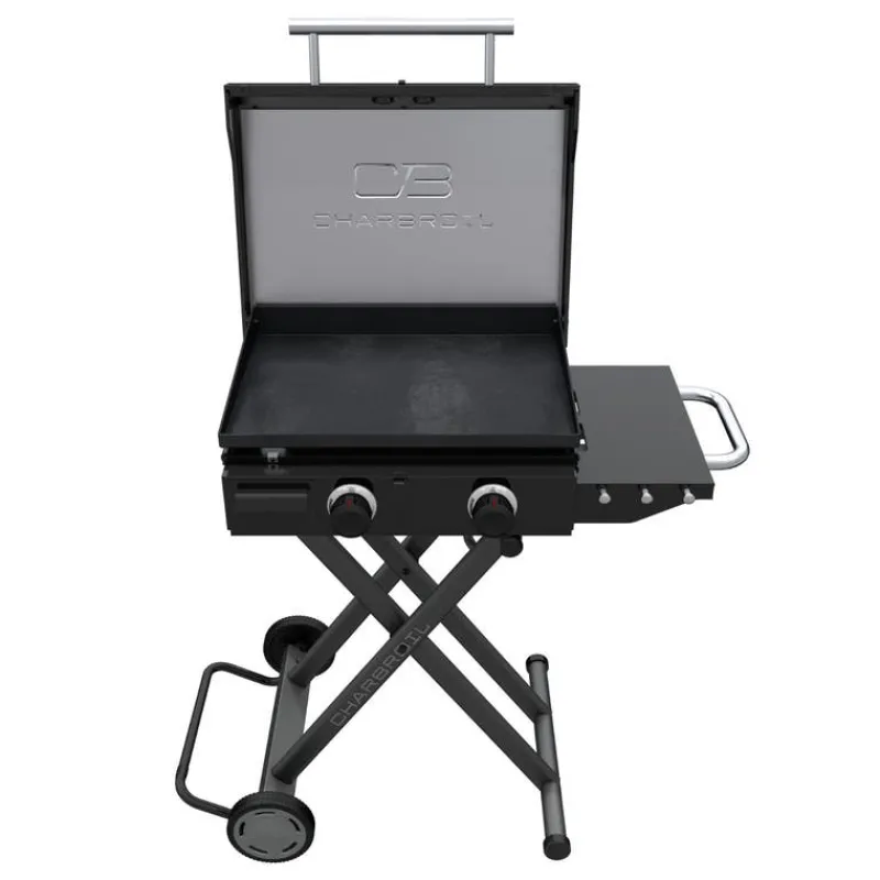 CHARBROIL 22 in Portable Propane Gas Griddle with Folding Cart and 2 Burners - 24 000 BTU