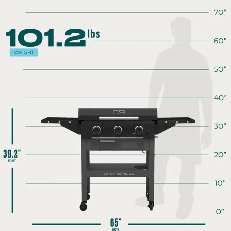 CHARBROIL Propane Gas Griddle with 3 Burners - 36 000 BTU