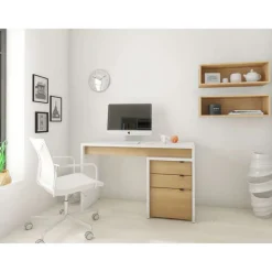 Nexera Chrono Reversible Desk Panel, White And Natural Maple -