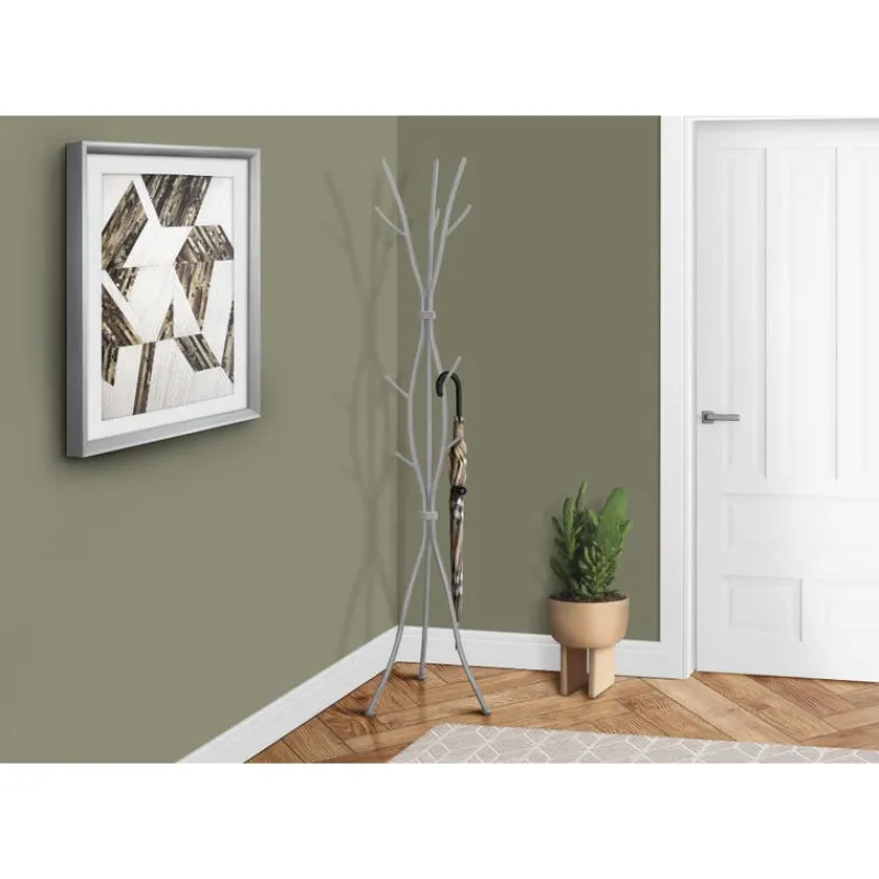 Monarch Coat rack - 8 hooks / branch shaped / contemporary hammered metal - 74"h - si