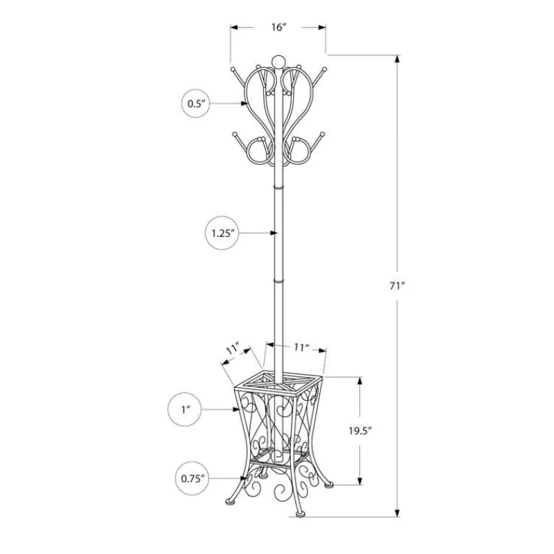 Monarch Coat rack - 71"h / metal with an umbrella holder