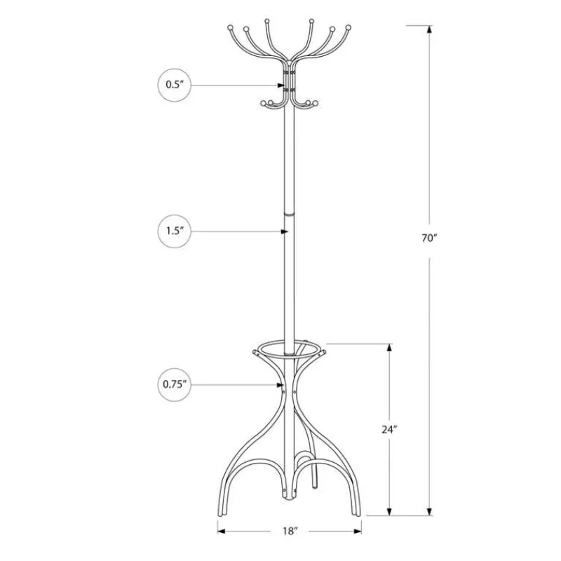 Monarch Coat rack - 70"h / metal with an umbrella holder
