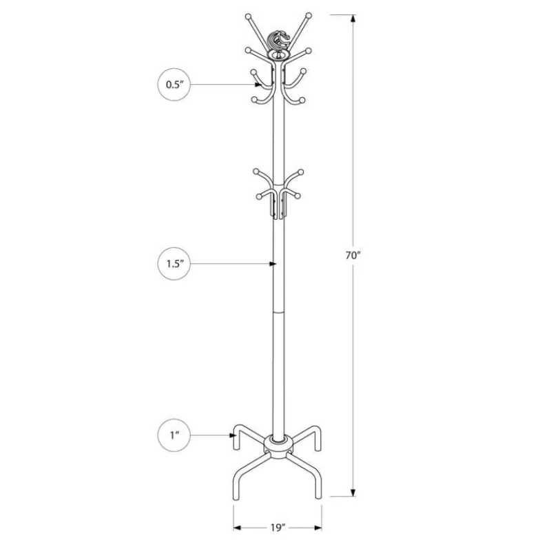 Monarch Coat rack - 70"h / metal