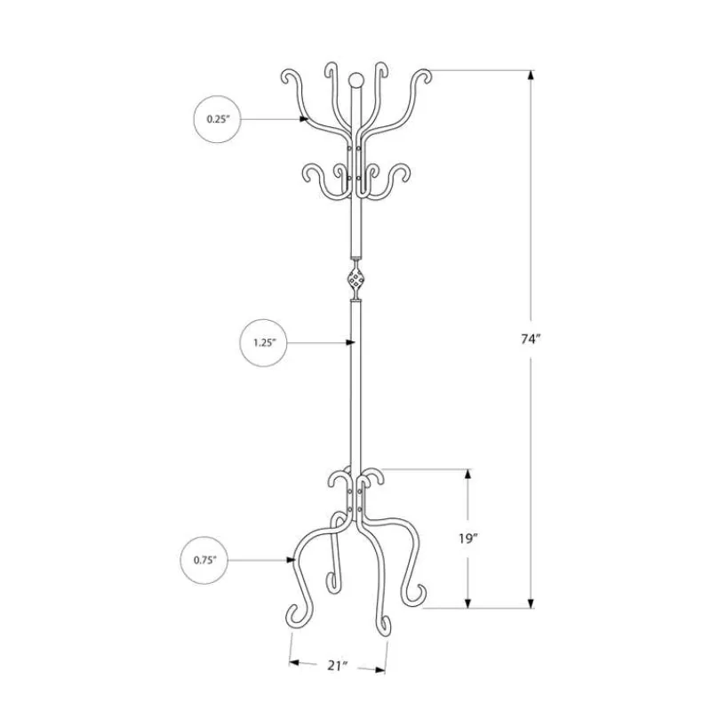 Monarch Coat rack - 74"h / traditional hammered metal