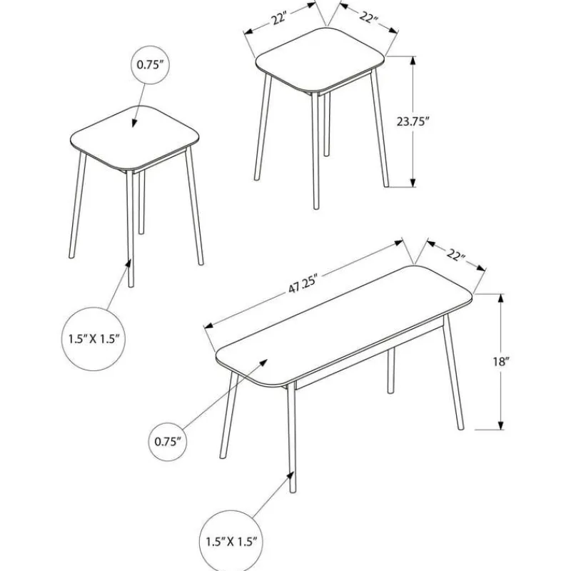 Monarch Coffee Table Set - 3pcs -