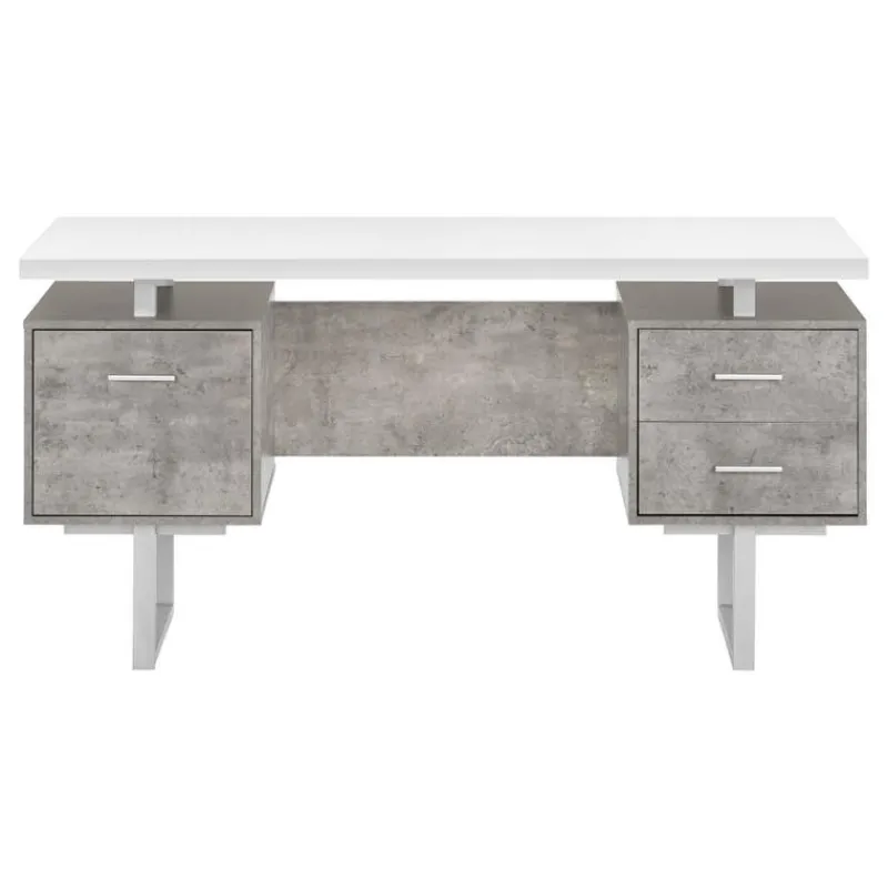 Monarch Computer desk - 3 storage drawers / reversible / floating desktop - 60"l - wh -