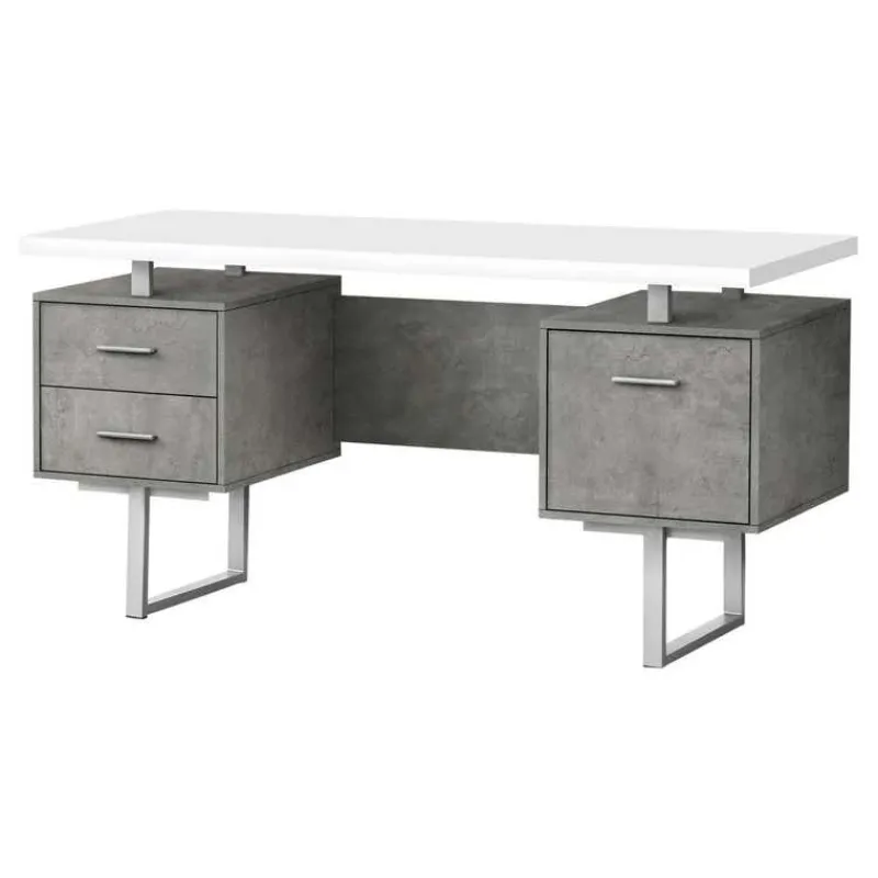 Monarch Computer desk - 3 storage drawers / reversible / floating desktop - 60"l - wh -