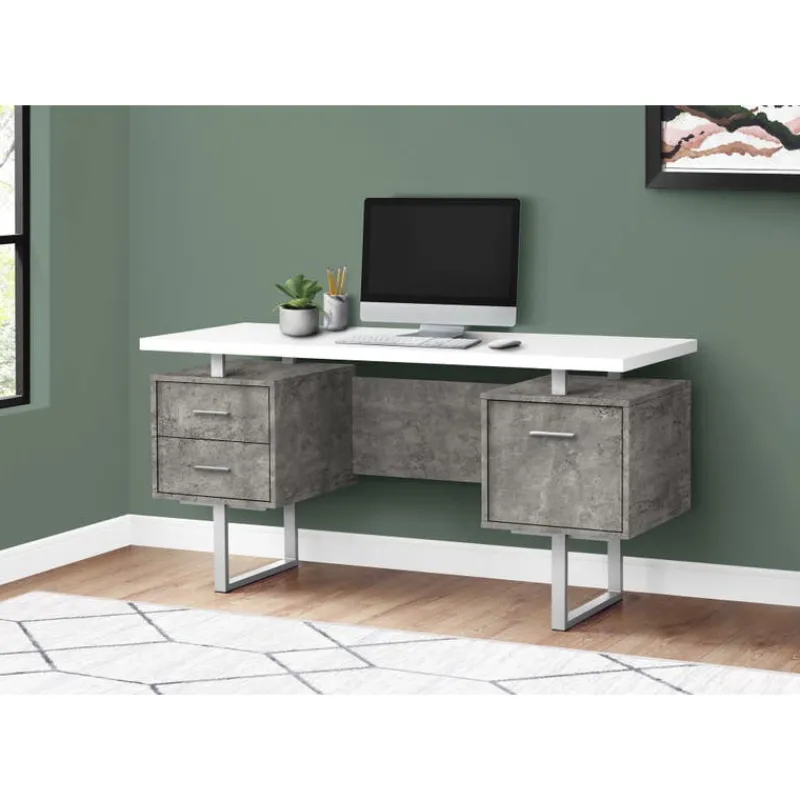 Monarch Computer desk - 3 storage drawers / reversible / floating desktop - 60"l - wh -