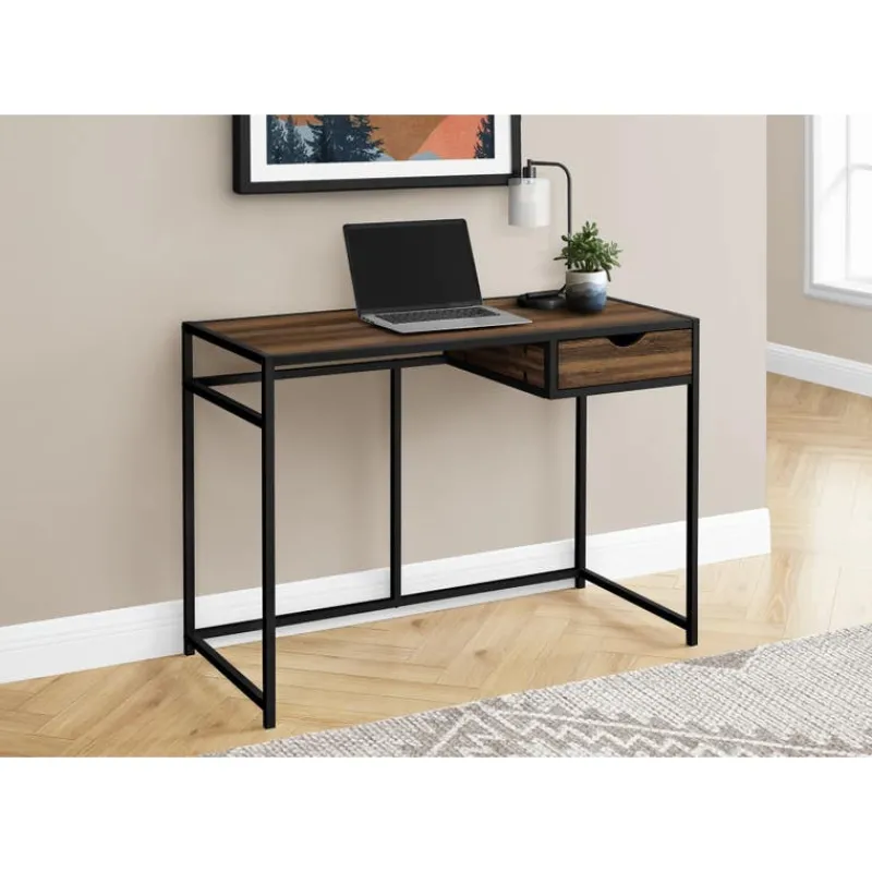 Monarch Computer desk - 1 storage drawer / metal frame - 42"l - reclaimed wood- -