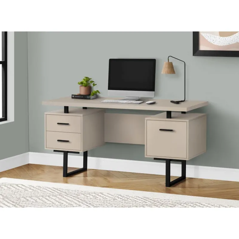 Monarch Computer desk - 3 storage drawers / reversible / floating desktop - 60"l - mo -