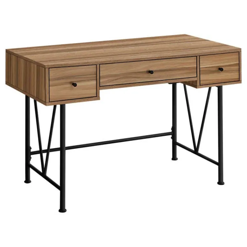 Monarch Computer desk - 3 storage drawer / metal legs v-shape design - 42"l - light r -