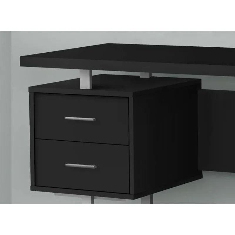 Monarch Computer desk - 3 storage drawers / reversible / floating desktop - 60"l - bl -