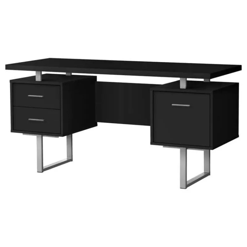Monarch Computer desk - 3 storage drawers / reversible / floating desktop - 60"l - bl -