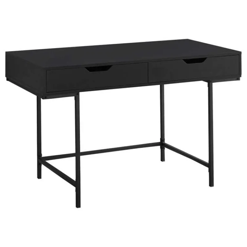 Monarch Computer desk - 2 storage drawers / recessed metal legs - 48"l - / blac -