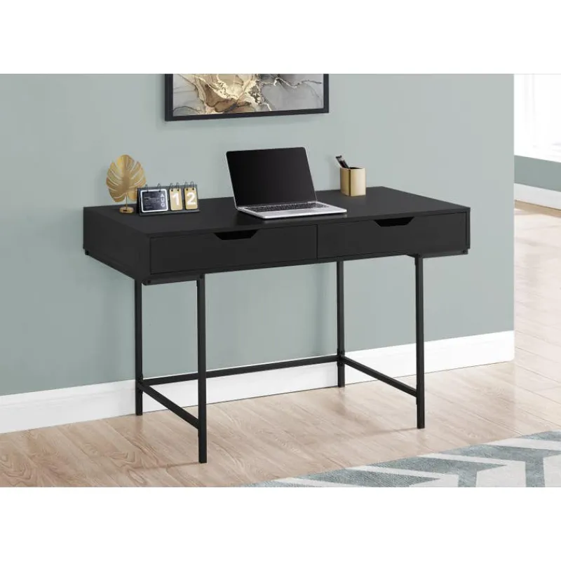 Monarch Computer desk - 2 storage drawers / recessed metal legs - 48"l - / blac -