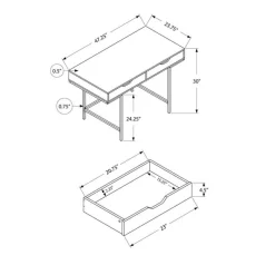 Monarch Computer desk - 2 storage drawers / recessed metal legs - 48"l - reclai -