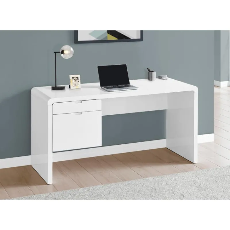 Monarch Computer desk - 2 storage drawers / left or right setup - 60"l - glossy -