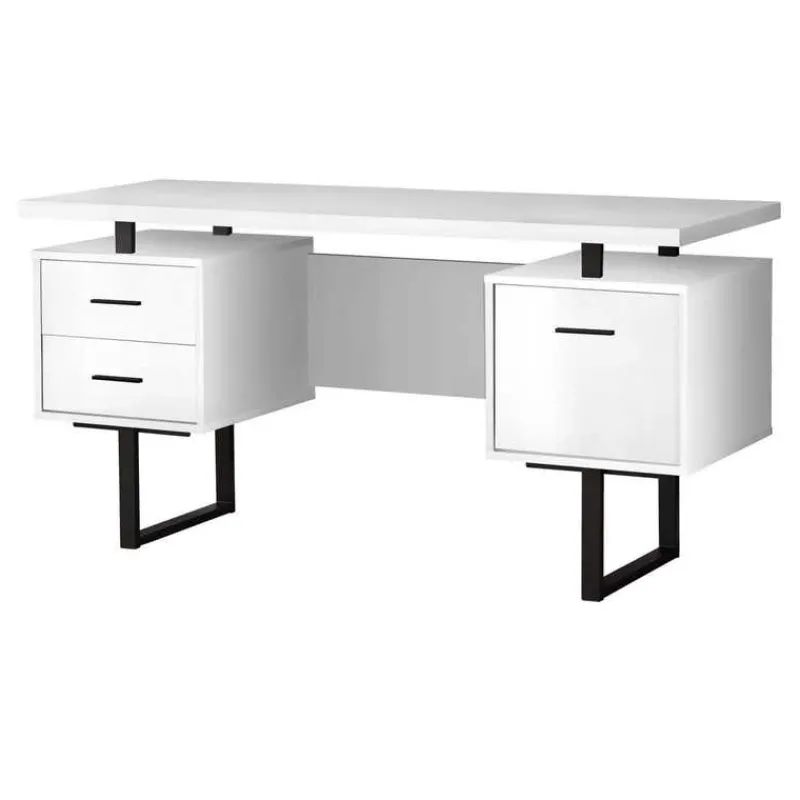 Monarch Computer desk - 3 storage drawers / reversible / floating desktop - 60"l - wh -