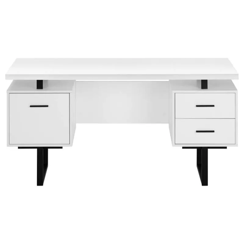 Monarch Computer desk - 3 storage drawers / reversible / floating desktop - 60"l - wh -