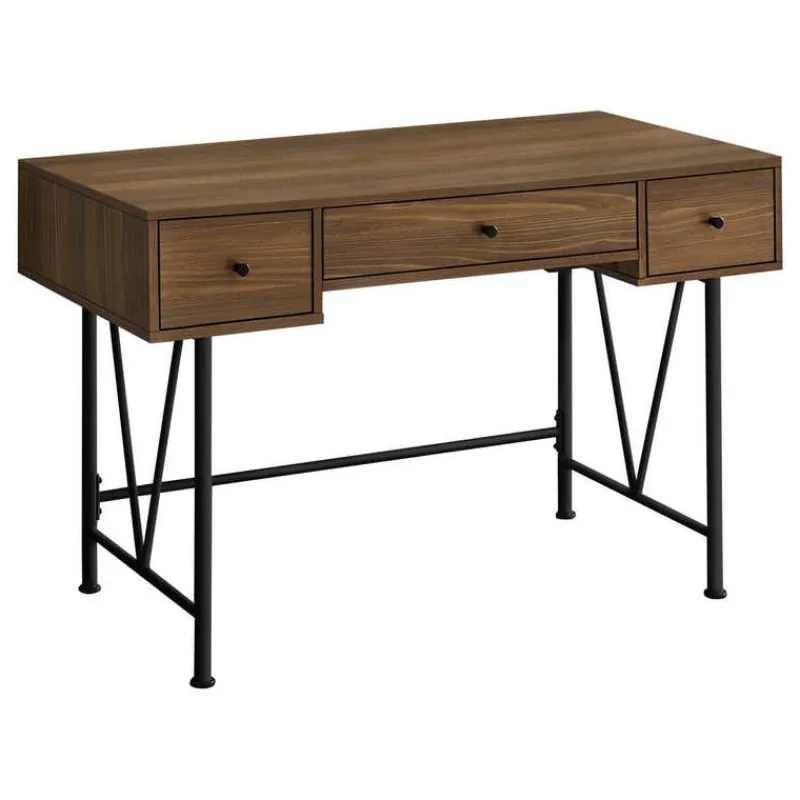 Monarch Computer desk - 3 storage drawer / metal legs v-shape design - 42"l - -
