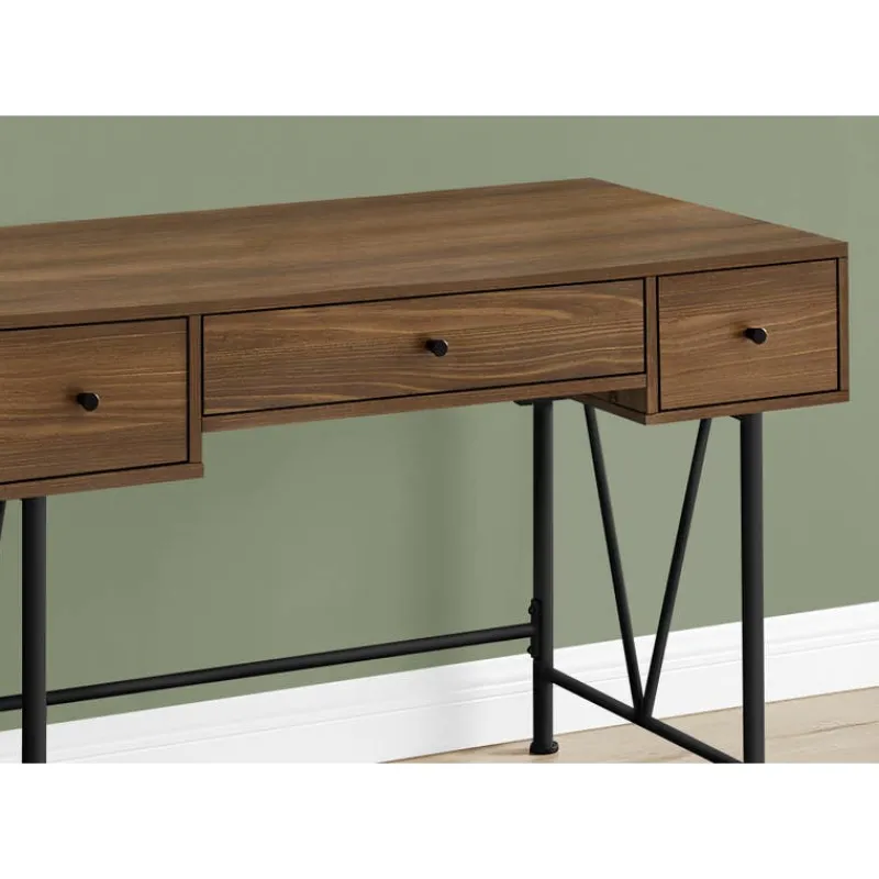 Monarch Computer desk - 3 storage drawer / metal legs v-shape design - 42"l - -
