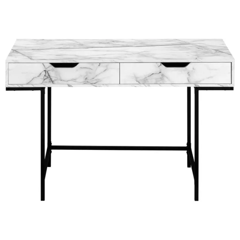 Monarch Computer desk - 2 storage drawers / recessed metal legs - 48"l - marble -