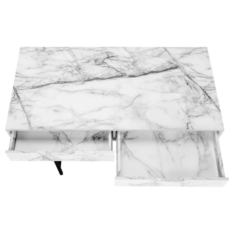 Monarch Computer desk - 2 storage drawers / recessed metal legs - 48"l - marble -