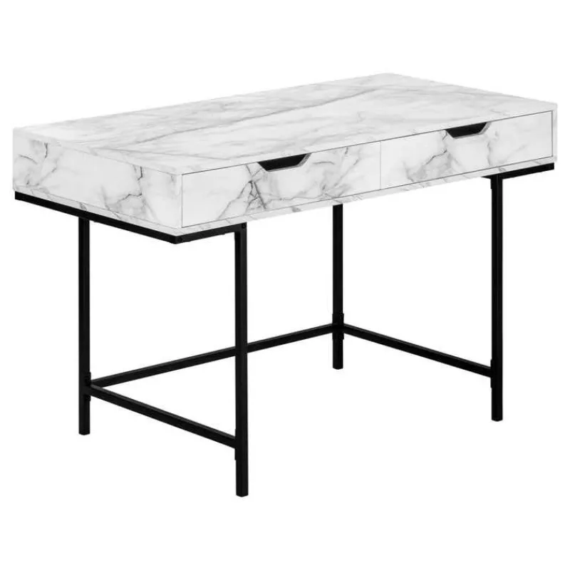 Monarch Computer desk - 2 storage drawers / recessed metal legs - 48"l - marble -