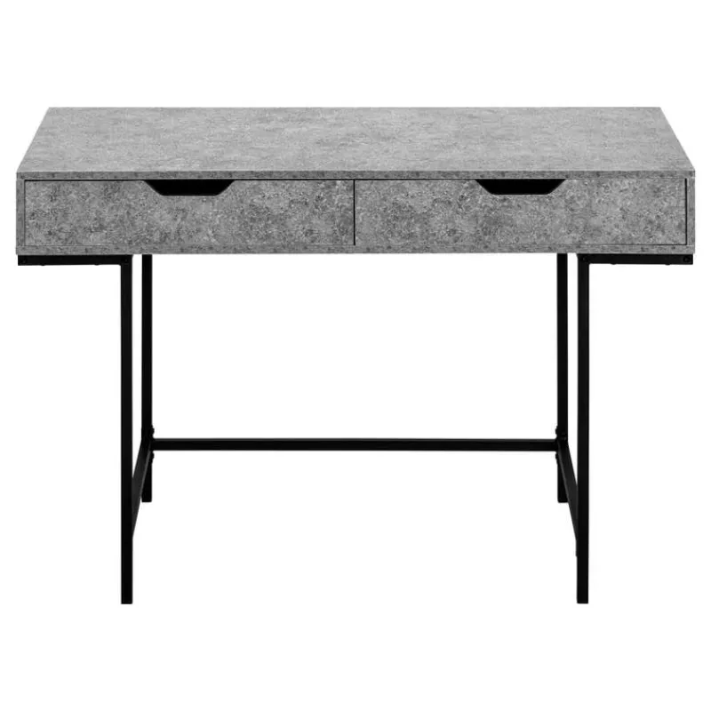 Monarch Computer desk - 2 storage drawers / recessed metal legs - 48"l - stone-l -