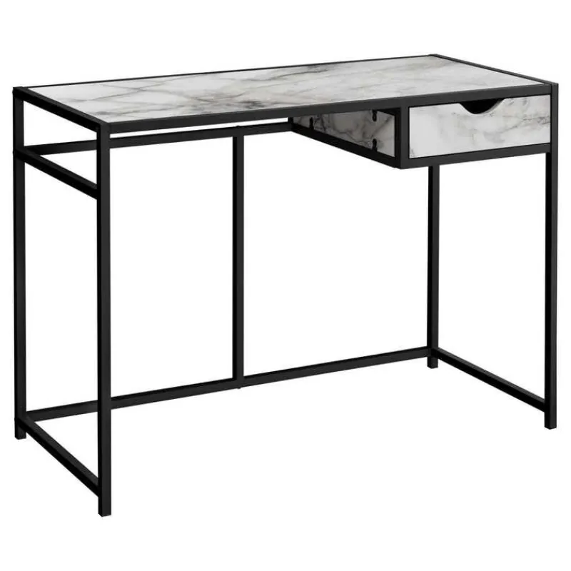 Monarch Computer desk - 1 storage drawer / metal frame - 42"l - marble-look / b -