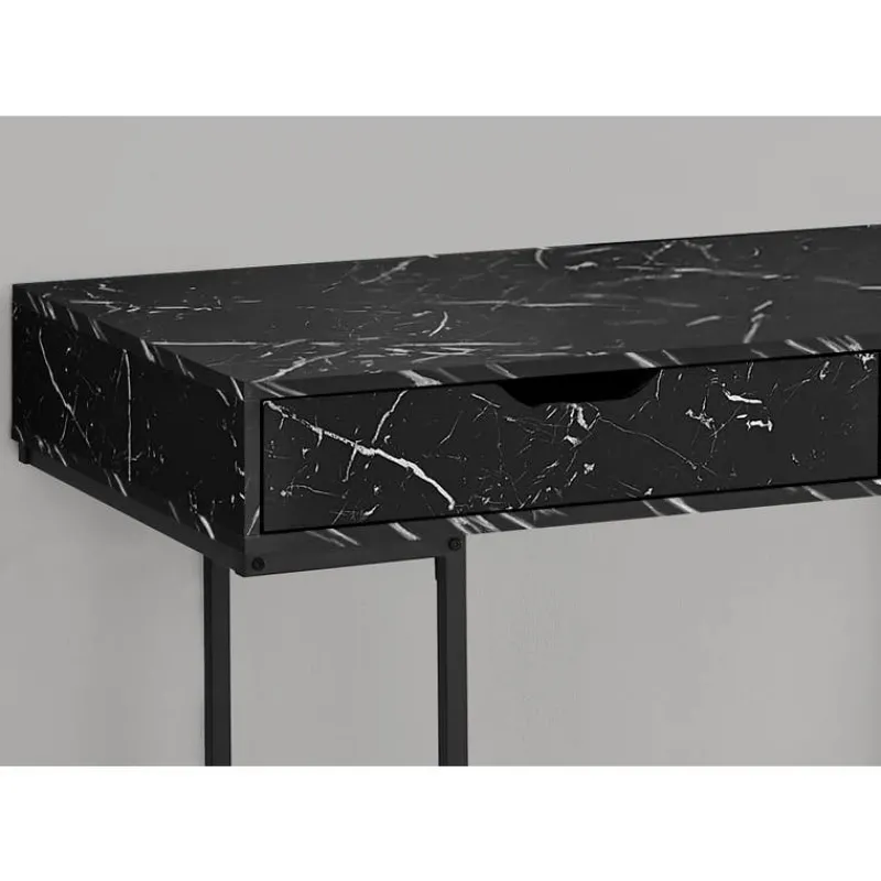 Monarch Computer desk - 2 storage drawers / recessed metal legs - 48"l - marble -
