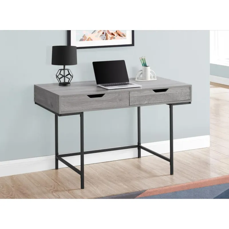 Monarch Computer desk - 2 storage drawers / recessed metal legs - 48"l - wood-lo -